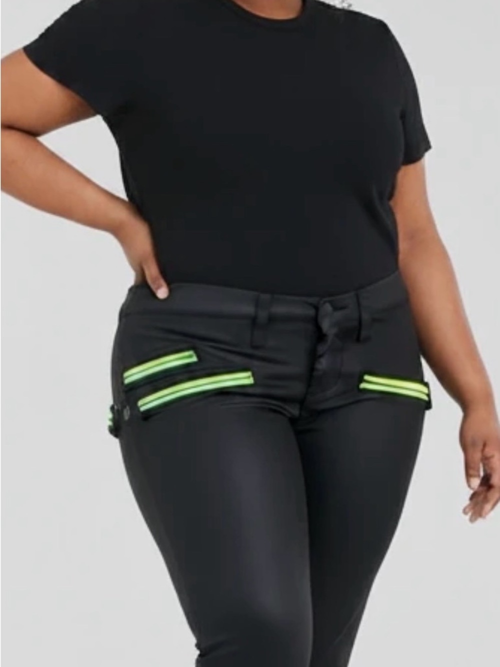 Rock & Republic Banshee Glow Shark Coated Skinny Jeans Black Neon